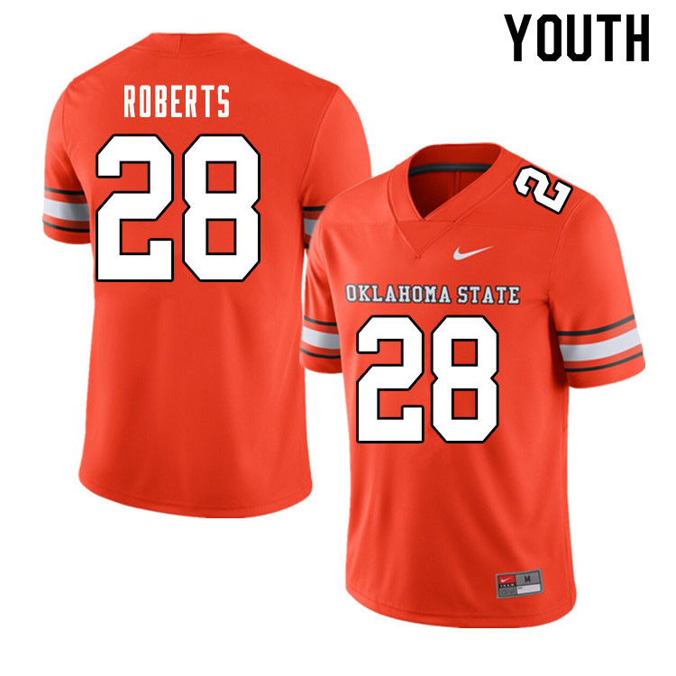 Youth #28 Walker Roberts Oklahoma State Cowboys College Football Jerseys Sale-Alternate Orange - Click Image to Close
